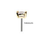 14KT GOLD 4 PRONG SETTING PRINCESS CUT CLEAR LAB-GROWN DIAMOND THREADLESS TOP