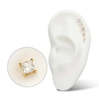 14KT GOLD 4 PRONG SETTING PRINCESS CUT CLEAR LAB-GROWN DIAMOND THREADLESS TOP