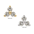 14KT GOLD THREADLESS PRONG SET 1.5mm ROUND GEM TRINITY TOP