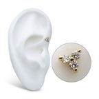 14KT GOLD THREADLESS PRONG SET 1.5mm ROUND GEM TRINITY TOP