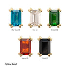 14KT GOLD THREADLESS 3MM EMERALD CUT PRONG SET GEM TOP