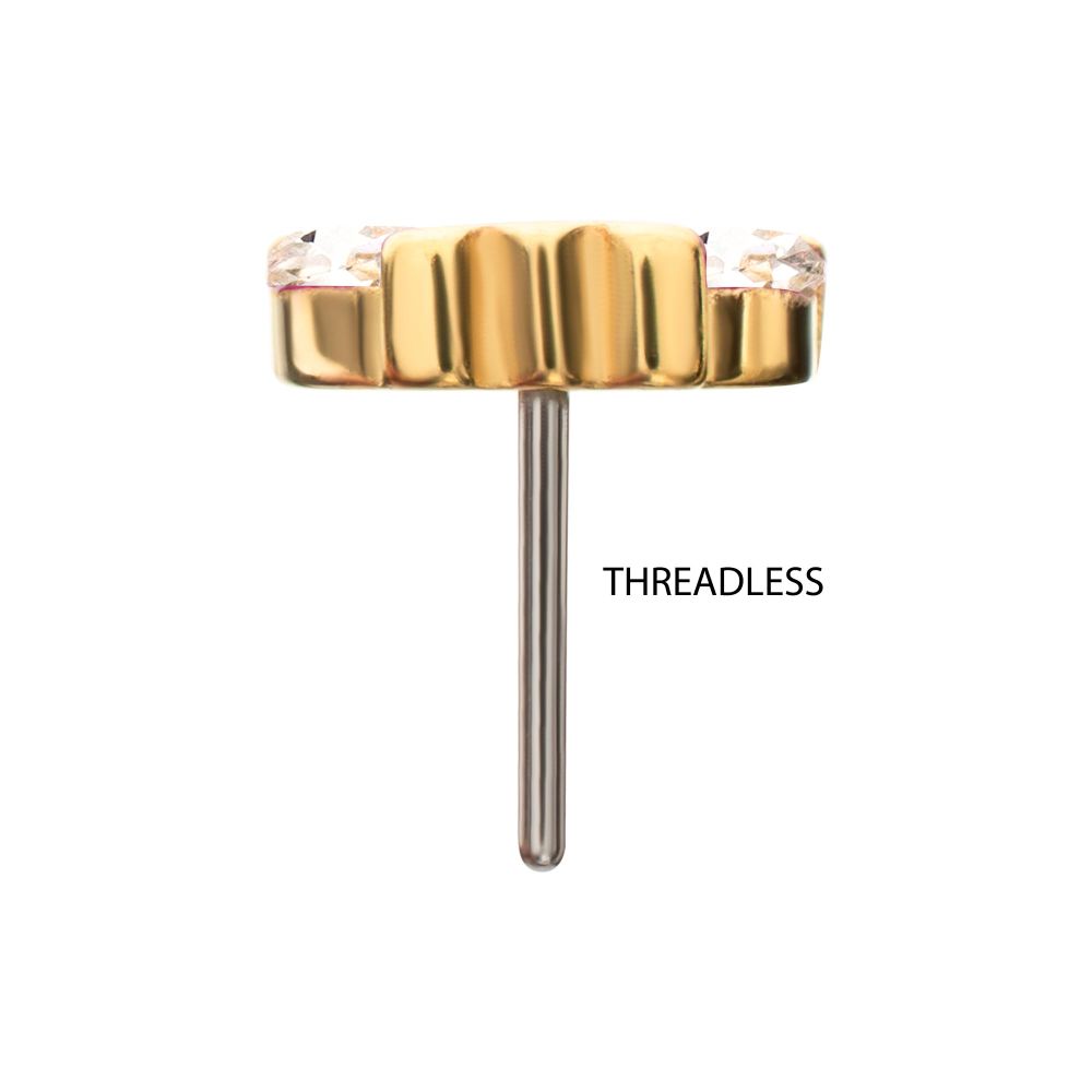 14KT GOLD WITH TRIPLE MARQUISE CLUSTER THREADLESS TOPS