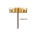 14KT GOLD WITH TRIPLE MARQUISE CLUSTER THREADLESS TOPS