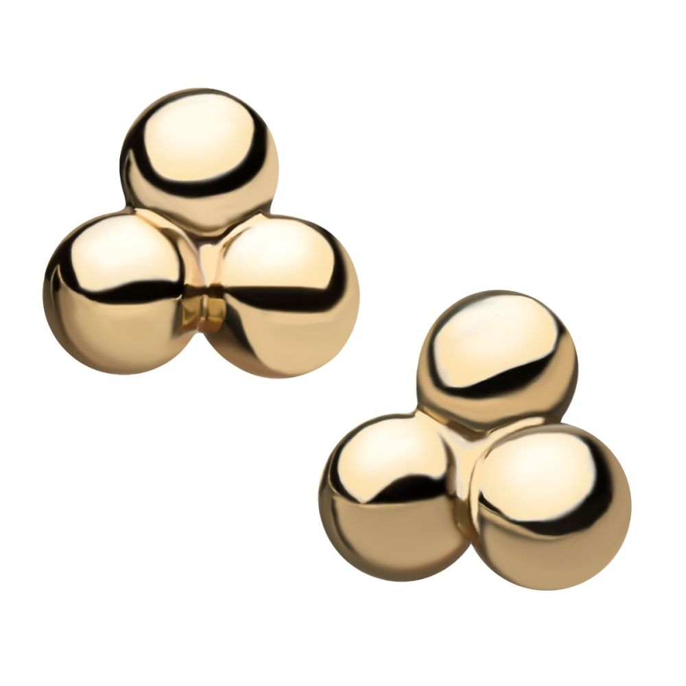 14KT YELLOW GOLD THREADLESS TRINITY BALL TOP