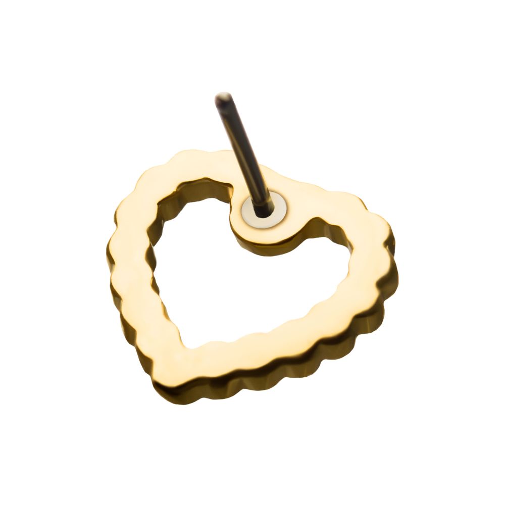 14KT YELLOW GOLD THREADLESS HEART BEADS TOP