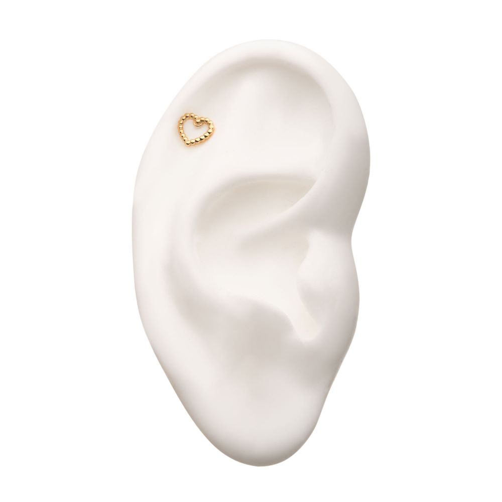 14KT YELLOW GOLD THREADLESS HEART BEADS TOP