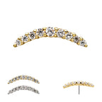 14KT GOLD THREADLESS CURVED BAR TOP WITH 9 PRONG SET GEM CLUSTER