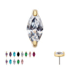 14KT GOLD THREADLESS PRONG SET MARQUISE GEM TOP