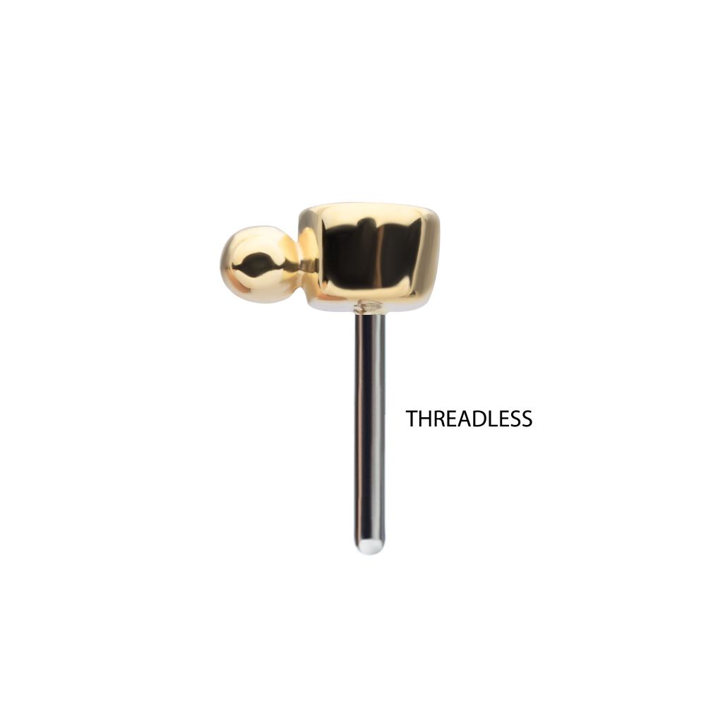 14KT GOLD THREADLESS 1.75MM BEZEL SET GEM & BEAD TOP
