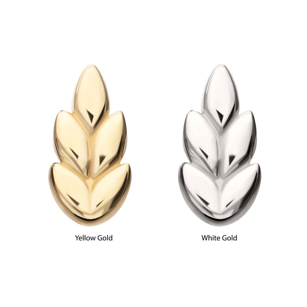 14KT GOLD THREADLESS ASH LEAF TOP