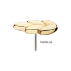 14KT GOLD THREADLESS ASH LEAF TOP