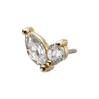 14KT YELLOW GOLD THREADLESS DUAL CZ GEM HARMONY TOP