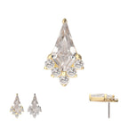 14KT GOLD THREADLESS KITE SHAPE WITH 5-CLUSTER PRONG SET ROUND GEM TOP