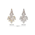 14KT GOLD THREADLESS KITE SHAPE WITH 5-CLUSTER PRONG SET ROUND GEM TOP