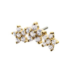14KT YELLOW GOLD THREADLESS 6-PRONG GEM CLUSTER TRI-FLOWER TOP