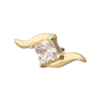 14KT YELLOW GOLD THREADLESS WAVE WITH PRONG SET PRINCESS CUT GEM TOP