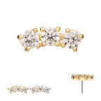 14KT GOLD THREADLESS CENTERED GEM CURVED CLUSTER TOP