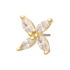 14KT YELLOW GOLD THREADLESS PRONG SET MARQUISE CZ GEM 4-PETAL FLOWER TOP