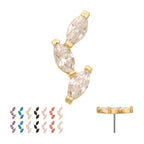 14KT GOLD THREADLESS VINE SHAPE TOP WITH 3-TIER MARQUISE GEM