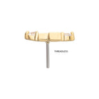 14KT GOLD THREADLESS 3D GEOMETRIC BAGUETTE & ROUND GEM TOP