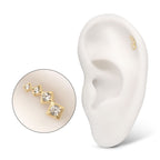 14KT YELLOW GOLD THREADLESS 4-CLUSTER STAGGERED SQUARE SHAPE TOP WITH PRONG SET GEM