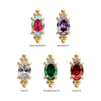 14KT YELLOW GOLD THREADLESS LOW PROFILE BEADED EDGE PRONG SET OVAL GEM TOP