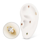 14KT YELLOW GOLD THREADLESS LOW PROFILE BEADED EDGE PRONG SET OVAL GEM TOP