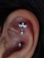TITANIUM THREADLESS 3 MARQUISE FAN TOP WITH BEZEL GEM DANGLE