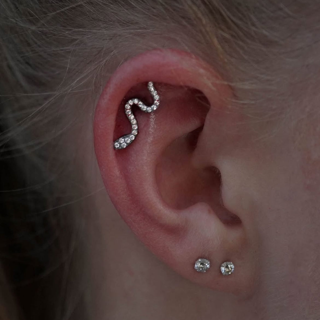 TITANIUM SILVER PAVE SNAKE TOP