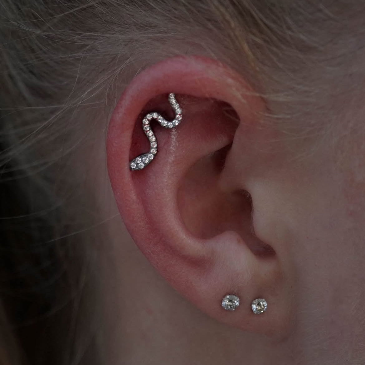 TITANIUM SILVER PAVE SNAKE TOP