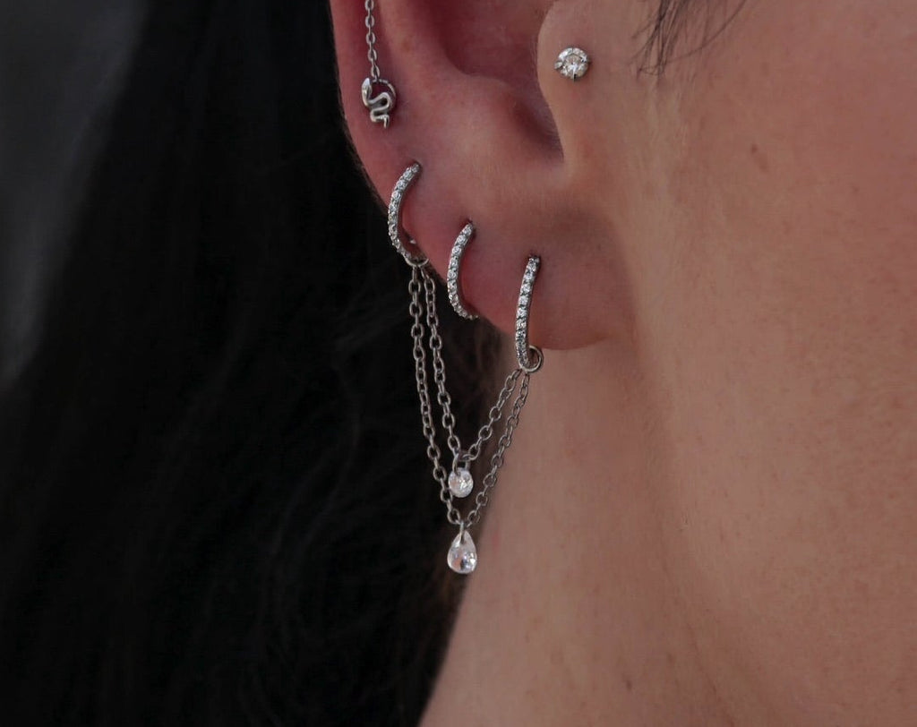 TITANIUM DOUBLE SILVER CHAIN WITH CHARMS