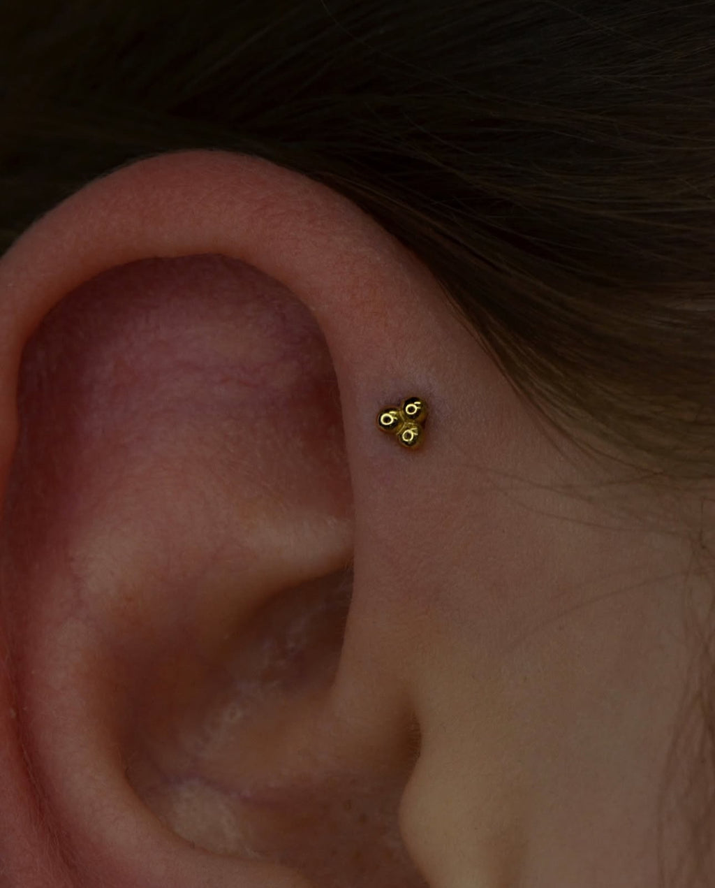 14KT YELLOW GOLD THREADLESS TRINITY BALL TOP