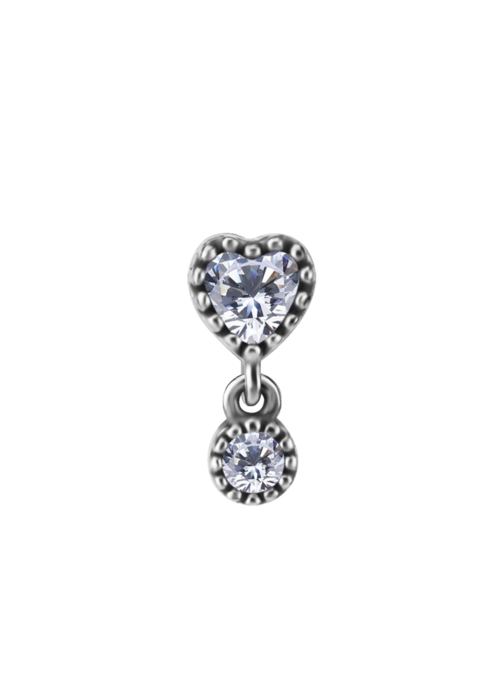 TITANIUM HEART WITH DANGLE GEM TOP