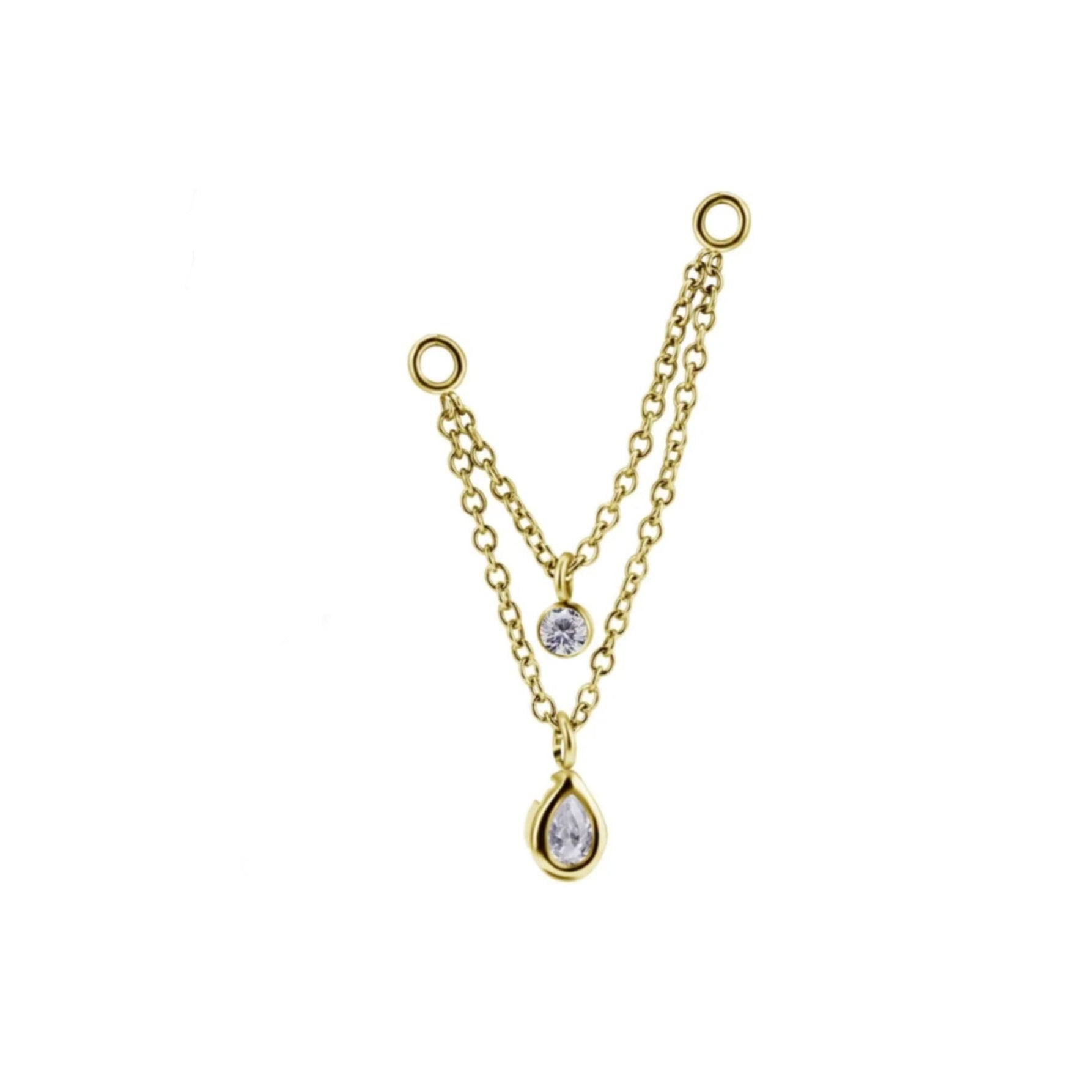TITANIUM GOLD DOUBLE CHAIN WITH ZIRCON GEMS