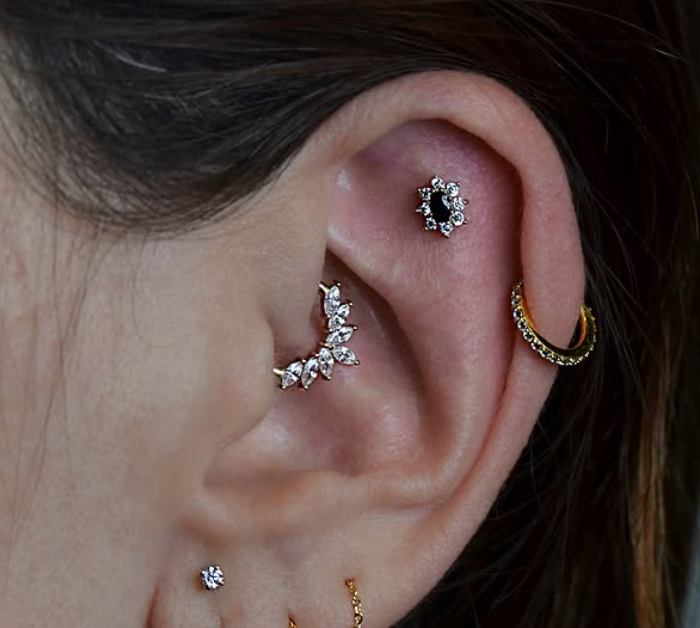 14KT YELLOW GOLD THREADLESS ''REGALIA OVAL'' CZ GEM FLOWER TOP SKU