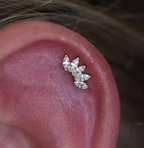 14ΚΤ GOLD THREADLESS FAN SHAPE TOP WITH 5-CLUSTER MARQUISE PRONG GEM