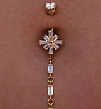 GOLD CRYSTAL CROSS DESIGN NAVEL PIERCING