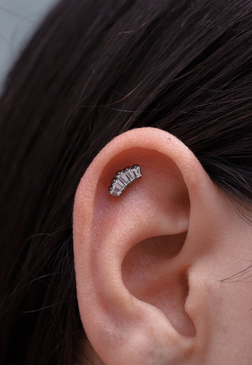 TITANIUM CURVED ZIRCON BAGUETTE