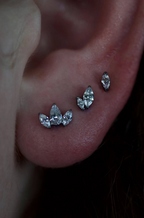 TITANIUM THREADLESS PRONG SET MARQUISE CZ 2-CLUSTER TOP