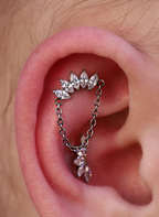 TITANIUM MARQUISE ZIRCON & CHAIN TOP