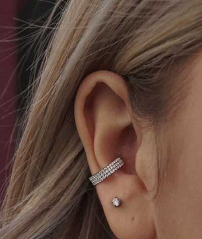 TITANIUM TRIPLE ROW ZIRCON HOOP