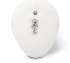 TITANIUM INTERNALLY THREADED TRIPLE MARQUISE GEM FAN WITH FLOATING ROUND GEM DANGLE NAVEL