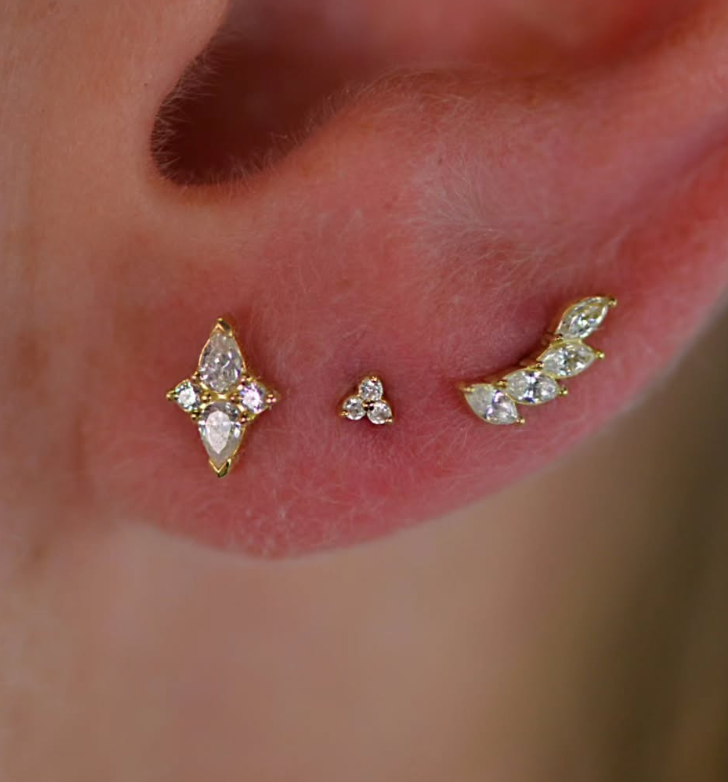 18K SOLID GOLD MARQUISE ZIRCON STAR TOP