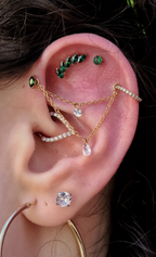 GOLD PVD EMERALD 5-LEAF TOP