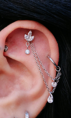 SILVER LOTUS TOP WITH DANGLE