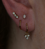 14KT GOLD THREADLESS CENTERED GEM CURVED CLUSTER TOP