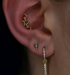 14KT YELLOW GOLD THREADLESS LOW PROFILE PRONG SET GEM ''EMERALD CROWN'' TOP