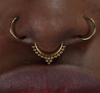 24KT GOLD PVD TITANIUM BEADED CLASSIC CLUSTERED FRONT FACING HINGED SEGMENT CLICKER