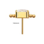 24KT GOLD PVD TITANIUM THREADLESS ''NOVA OVAL'' PRONG SET GEM TOP