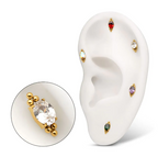 24KT GOLD PVD TITANIUM THREADLESS ''NOVA OVAL'' PRONG SET GEM TOP